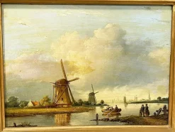 Pamono Dutch Artist, Landscape, 19th Century, Oil on Panel, Framed><noscript><img width=