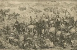 Pamono Dutch Attacking the Portuguese Fleet Off Bantam, 1644, Print> Work On Paper