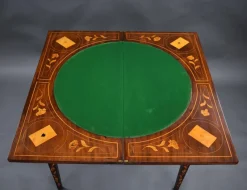 Pamono Dutch Marquetry Card Table, 1840s><noscript><img width=