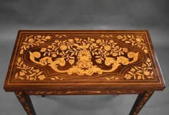 Pamono Dutch Marquetry Card Table, 1840s><noscript><img width=