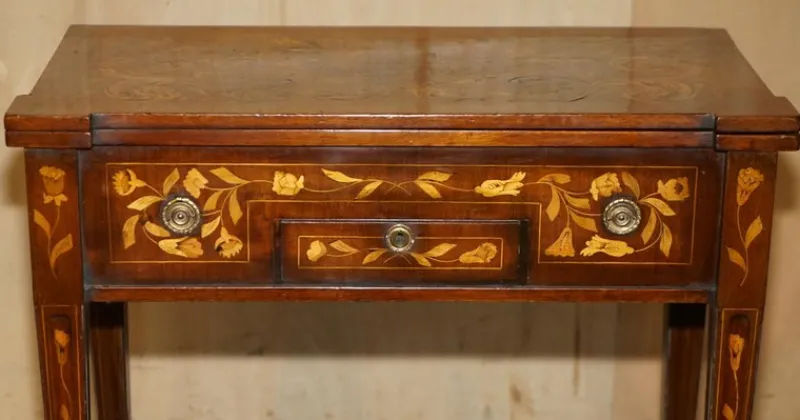 Hot Pamono Dutch Marquetry Inlaid Chess Poker Game Table, 1800