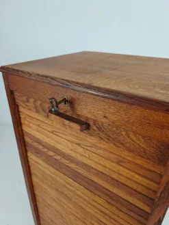 Pamono Dutch Oak Archive Cabinet with Tambour Door, 1940s> Cabinets & Wardrobes