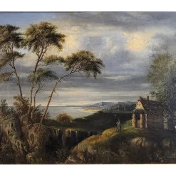 Pamono Dutch School Artist, Military Off the Coast, 19th Century, Oil on Canvas> Classical