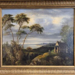 Pamono Dutch School Artist, Military Off the Coast, 19th Century, Oil on Canvas><noscript><img width=