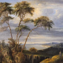 Pamono Dutch School Artist, Military Off the Coast, 19th Century, Oil on Canvas><noscript><img width=