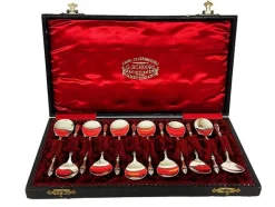 Pamono Dutch Silver Ice Cream Spoons by Van Kempen & Zonen, 1890s, Set of 12><noscript><img width=
