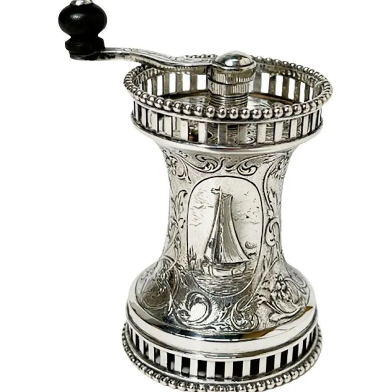 Pamono Dutch Silver Pepper Mill from Vos & Co, 1900s> Dinnerware Accessories