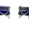 Pamono Dutch Silver with Blue Crystal Glass Salt Cellars by P. Heerens, 1890s, Set of 4> Salt & Pepper Shakers