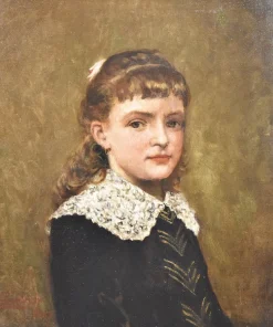 Pamono E. Lambrichs, Portrait of a Young Woman, 1887, Oil on Canvas, Framed> Art Nouveau