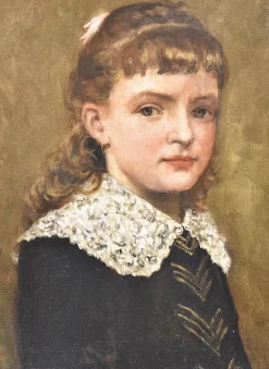 Pamono E. Lambrichs, Portrait of a Young Woman, 1887, Oil on Canvas, Framed><noscript><img width=
