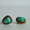 New Pamono Ear Clips with Genuine Turquoise and Sterling Silver by Erik Poul Fenster, Denmark, 1960s, Set of 2