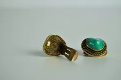 New Pamono Ear Clips with Genuine Turquoise and Sterling Silver by Erik Poul Fenster, Denmark, 1960s, Set of 2