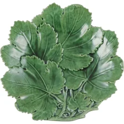 Pamono Early 20th Century Art Nouveau Ceramic Dish with Leave in Relief from Höganäs, Sweden> Serving Dishes