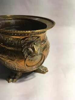 Pamono Early 20th Century Brass Planter Bowl with Lions' Heads, Italy, 1910><noscript><img width=