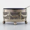 Pamono Early 20th Century Danish Silver & Blue Glass Salt Jars with Spoons, Set of 3> Salt & Pepper Shakers