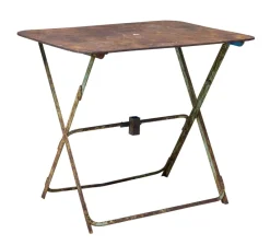 Pamono Early 20th Century French Folding Metal Garden Table, 1920