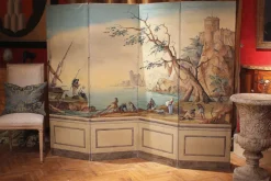 Pamono Early 20th Century French Tempera on Canvas Folding Screen with Seascape View><noscript><img width=