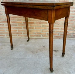 Online Pamono Early 20th Century French Walnut Game Table with Wheels, 1920s