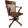 Pamono Early 20th Century Hillcrest Oak Rail Back Leather Revolving Desk Chair, 1890s> Office Chairs