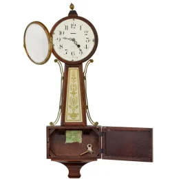 Pamono Early 20th Century New Haven Banjo Wall Clock, 1890s> Clocks