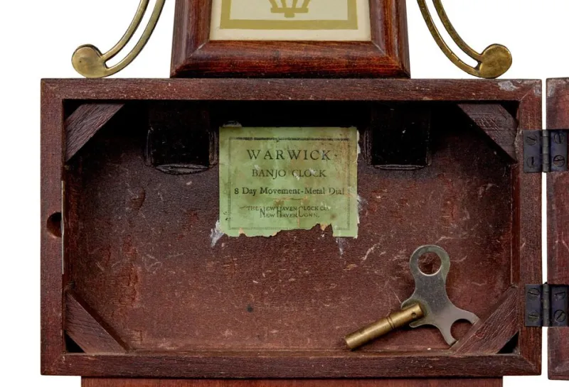 Pamono Early 20th Century New Haven Banjo Wall Clock, 1890s> Clocks