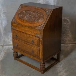 Pamono Early 20th Century Oak Writing Secretaire