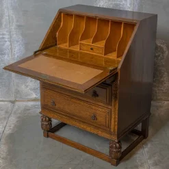 Pamono Early 20th Century Oak Writing Secretaire