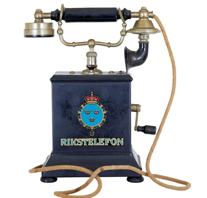 Pamono Early 20th Century Swedish Metal Telephone by Rikstelefon, 1890s> Electronics
