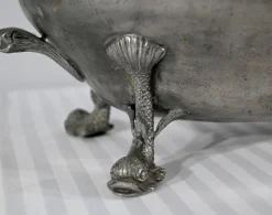 Pamono Early 20th Century Tureen and Tray in Fine Pewter by L. Houzeaux, 1930s, Set of 2><noscript><img width=