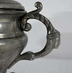 Pamono Early 20th Century Tureen and Tray in Fine Pewter by L. Houzeaux, 1930s, Set of 2><noscript><img width=