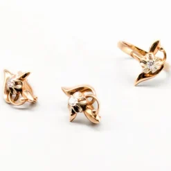 Pamono Earrings and Ring with White Stones, Set of 3> Earrings