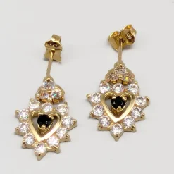 Pamono Earrings in Gold Hearts with Stones, Set of 2> Earrings