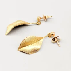 Outlet Pamono Earrings in Gold Leaf, Set of 2