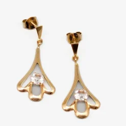 Best Pamono Earrings in Gold with White Stones, Set of 2