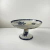 Hot Pamono Earthenware Compote Dish with Blue Bird Motif from Pexonne, Late 19th Century