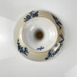 Hot Pamono Earthenware Compote Dish with Blue Bird Motif from Pexonne, Late 19th Century