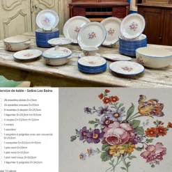 Pamono Earthenware Dinner Service from Salins Les Bains, Set of 72><noscript><img width=