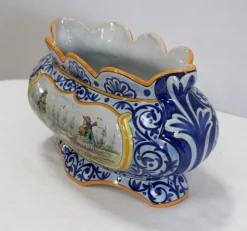 Pamono Earthenware Planter with Decoration, Early 20th Century><noscript><img width=