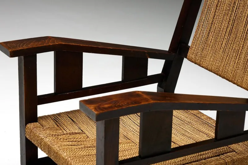 New Pamono Easy Chair in Wood and Rope by Francis Jourdain, France, 1930s