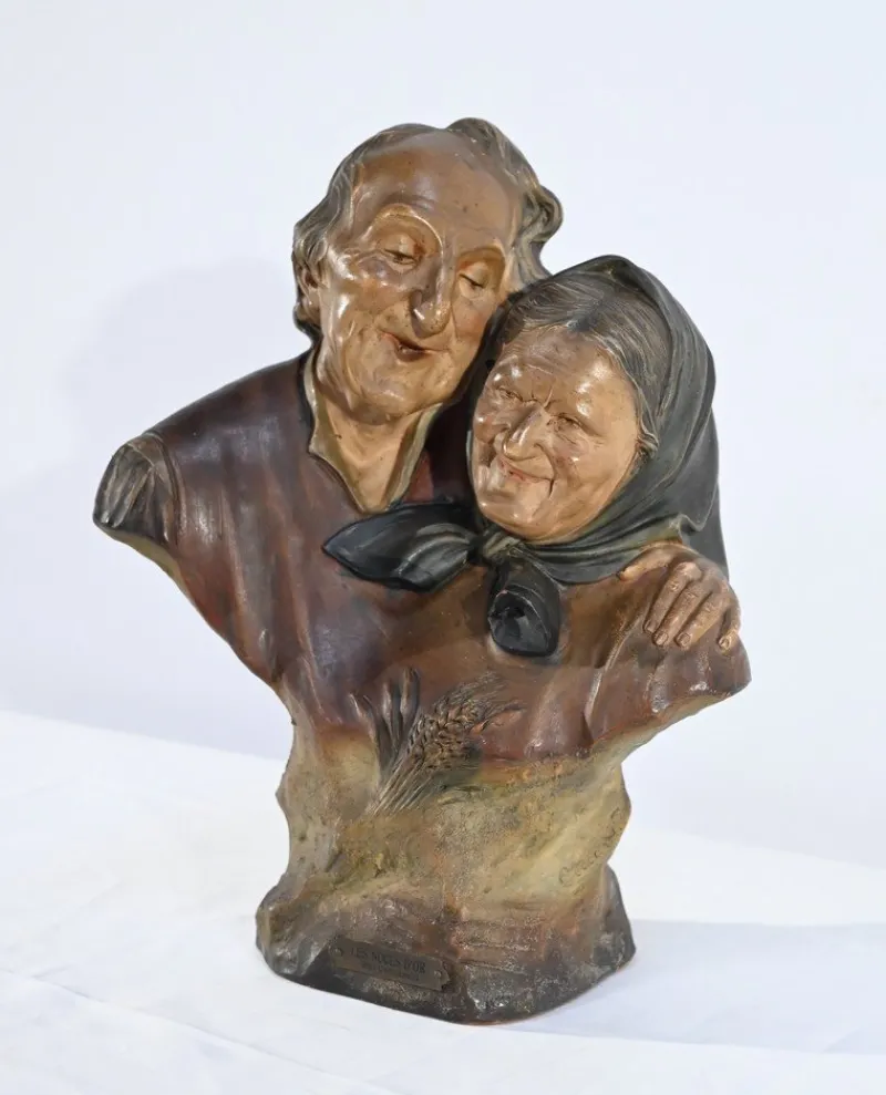Hot Pamono E.Ceccarelli, Les Noces d’Or, Late 1800s, Terracotta Sculpture