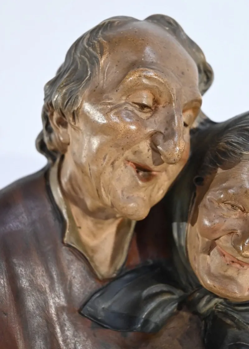 Hot Pamono E.Ceccarelli, Les Noces d’Or, Late 1800s, Terracotta Sculpture