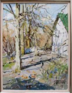Pamono Edgars Vinters, Sunny Alley, 1971, Oil on Board> Impressionist