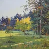 Pamono Edgars Vinters, Sunny Autumn Forest Edge, 1960s, Oil on Board> Impressionist