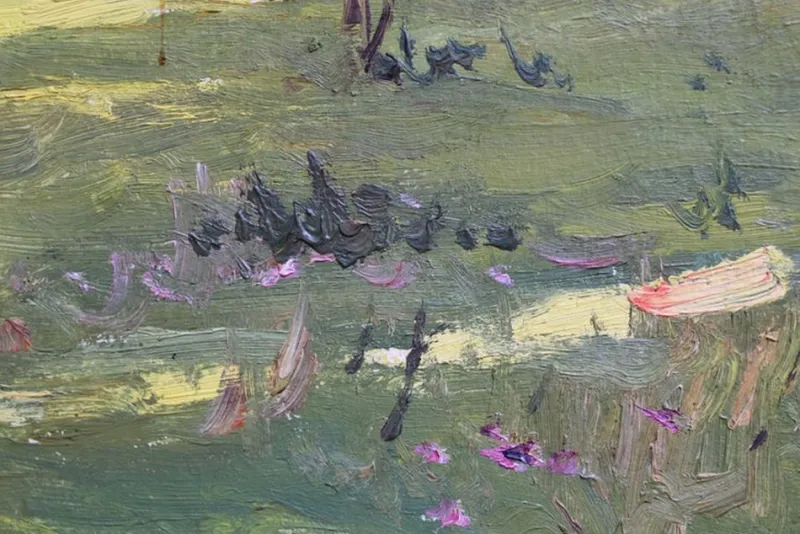 Pamono Edgars Vinters, Sunny Autumn Forest Edge, 1960s, Oil on Board> Impressionist
