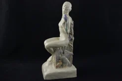 Pamono Edith Annie Laidman, Art Nouveau Sculpture of Daphne with Laurel, Pelicans and Parrots, Ceramic> Art Nouveau