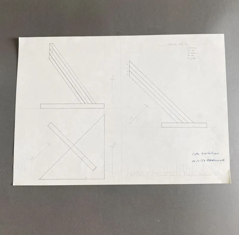 Sale Pamono Edival Ramosa, Multicolor Floor Lamp Project, 1973, Pencil Drawing on Paper