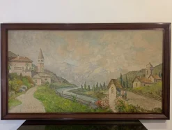 Pamono Edoardo Togni, Mountain View, 1920s, Oil on Canvas, Framed