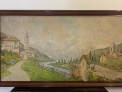Pamono Edoardo Togni, Mountain View, 1920s, Oil on Canvas, Framed