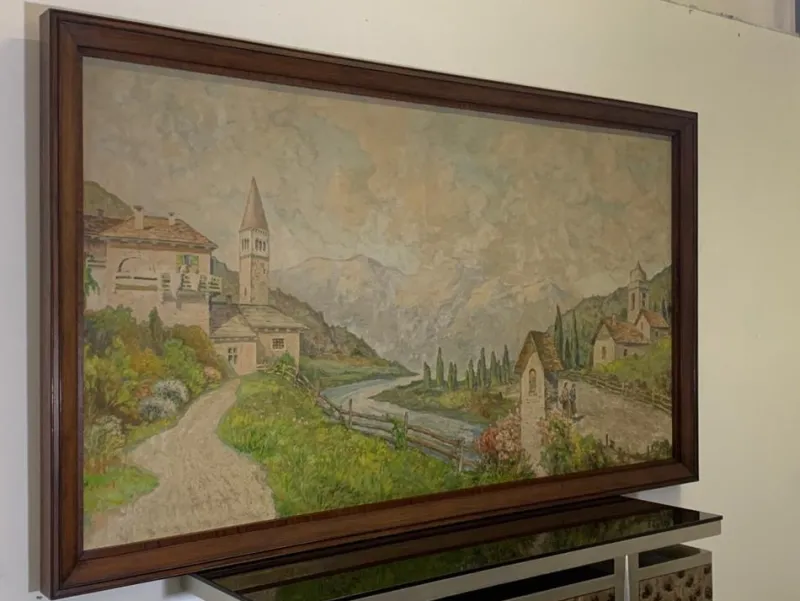Pamono Edoardo Togni, Mountain View, 1920s, Oil on Canvas, Framed