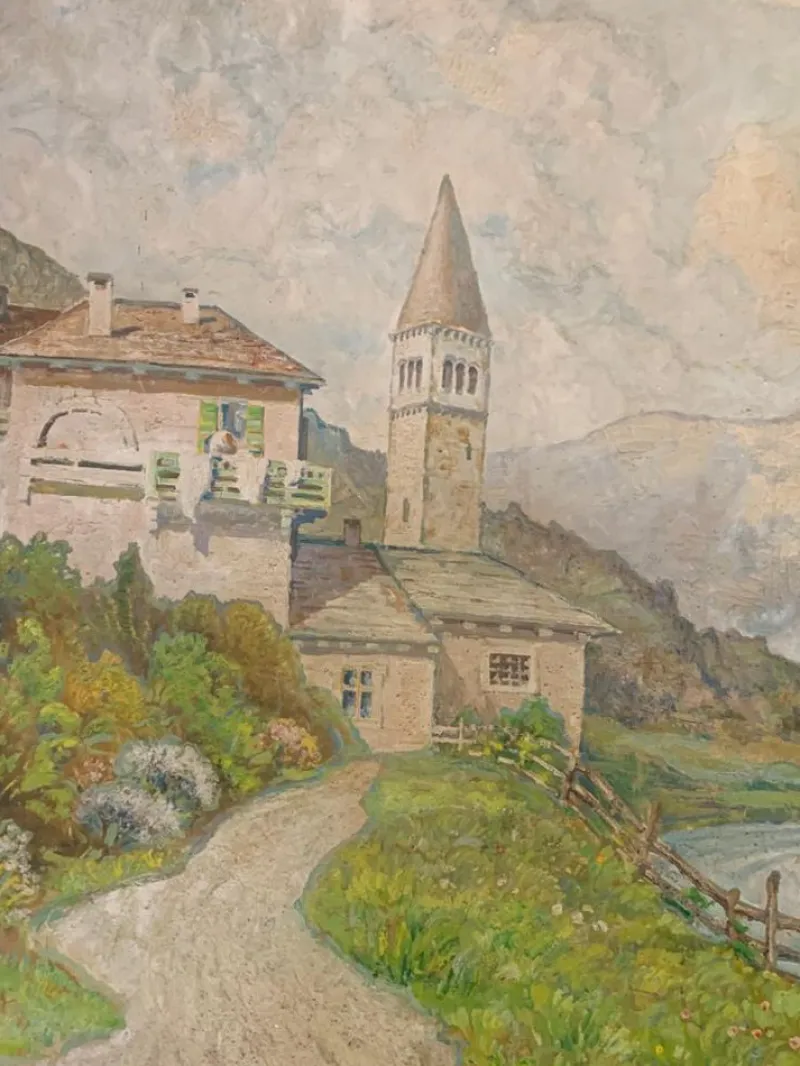 Pamono Edoardo Togni, Mountain View, 1920s, Oil on Canvas, Framed
